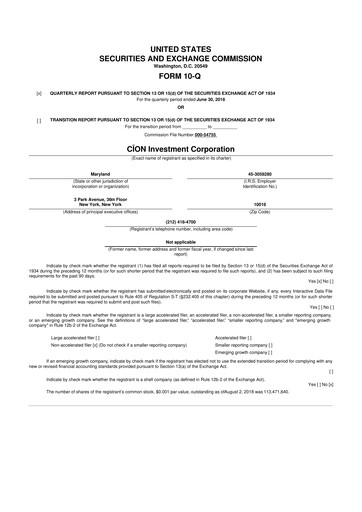 Thumbnail CION Investment Corporation 10-Q Quarterly Report FY 