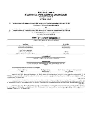 Thumbnail CION Investment Corporation 10-Q Quarterly Report FY 