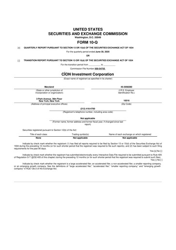 Thumbnail CION Investment Corporation 10-Q Quarterly Report FY 