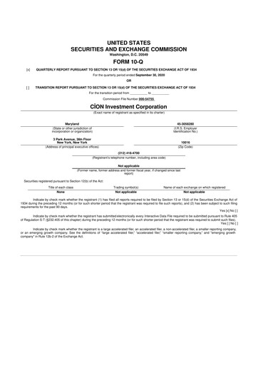 Thumbnail CION Investment Corporation 10-Q Quarterly Report FY 