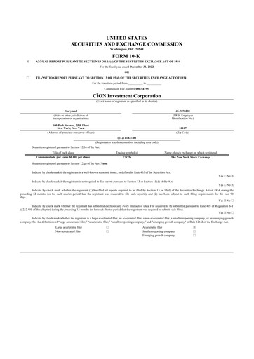 Thumbnail CION Investment Corporation 10-K Annual Report 2022