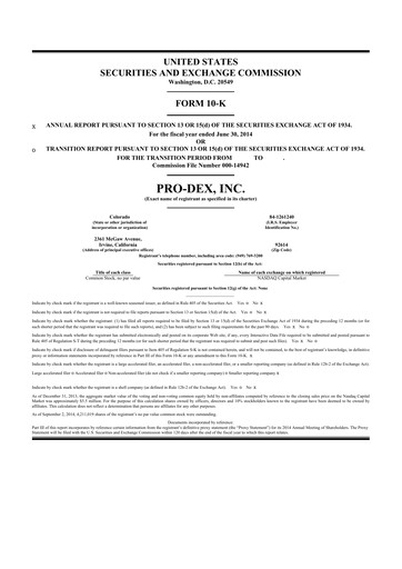 Thumbnail Pro-Dex 10-K Annual Report 2014