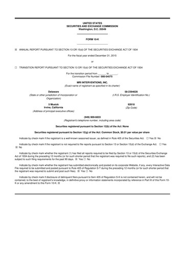 Miniature ClearPoint Neuro 10-K Rapport annuel 2015