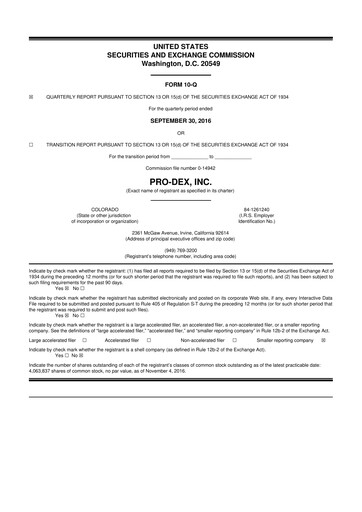 Miniature Pro-Dex 10-Q Rapport trimestriel 2017 