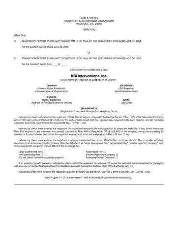 Miniature ClearPoint Neuro 10-Q Rapport trimestriel 2018 