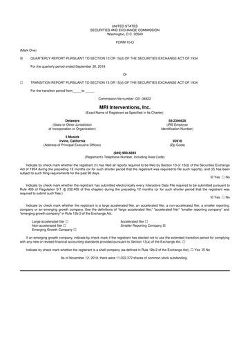 Miniature ClearPoint Neuro 10-Q Rapport trimestriel 2018 