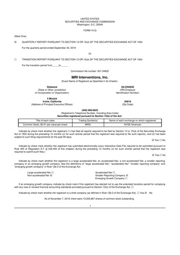 Miniature ClearPoint Neuro 10-Q Rapport trimestriel 2019 