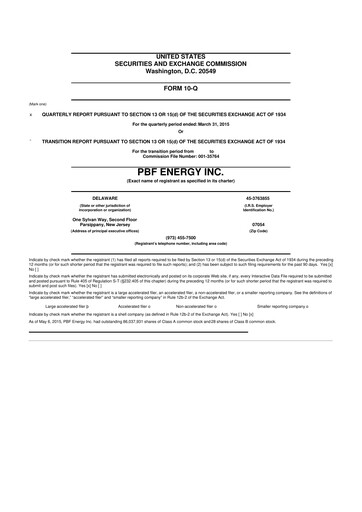 Thumbnail PBF Energy
 10-Q Quarterly Report FY2015 