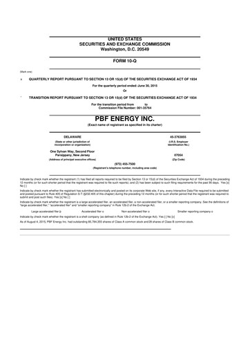 Thumbnail PBF Energy
 10-Q Quarterly Report FY2015 