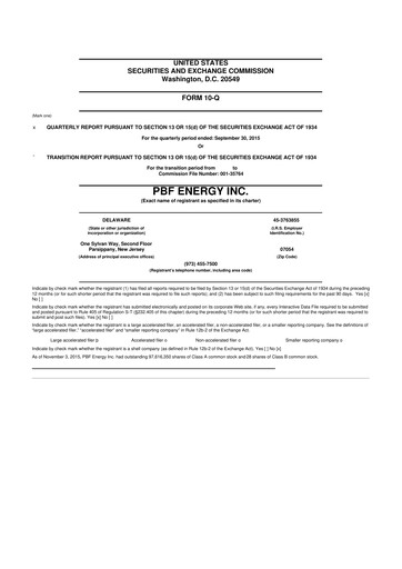 Thumbnail PBF Energy
 10-Q Quarterly Report FY2015 