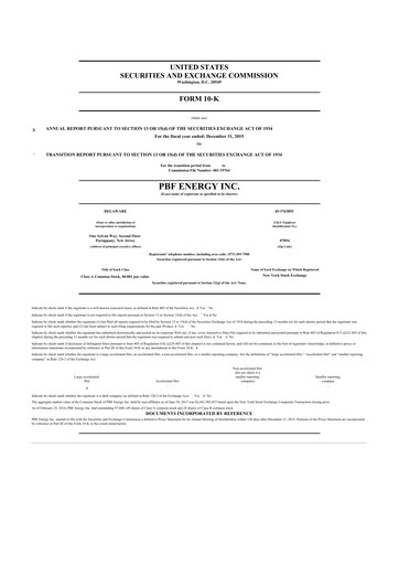 Thumbnail PBF Energy
 10-K Annual Report 2015