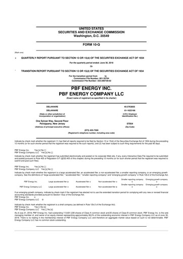 Thumbnail PBF Energy
 10-Q Quarterly Report FY2018 