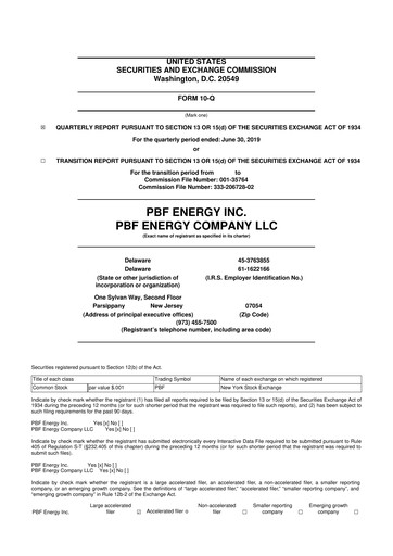 Thumbnail PBF Energy
 10-Q Quarterly Report FY2019 