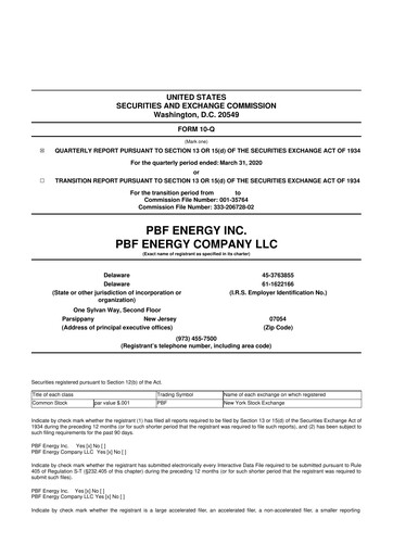 Thumbnail PBF Energy
 10-Q Quarterly Report FY2020 