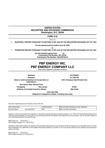 Thumbnail PBF Energy
 10-Q Quarterly Report FY2020 