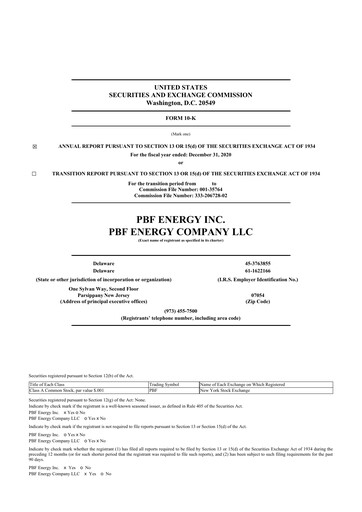 Thumbnail PBF Energy
 10-K Annual Report 2020