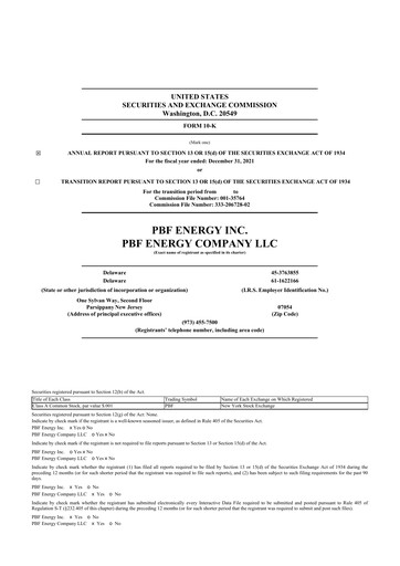 Thumbnail PBF Energy
 10-K Annual Report 2021