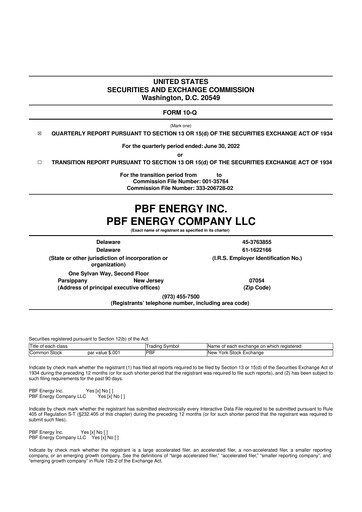Thumbnail PBF Energy
 10-Q Quarterly Report FY2022 
