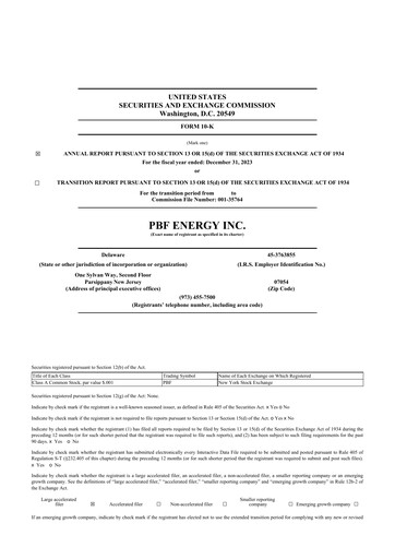 Thumbnail PBF Energy
 10-K Annual Report 2023