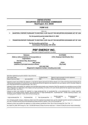 Thumbnail PBF Energy
 10-Q Quarterly Report FY 