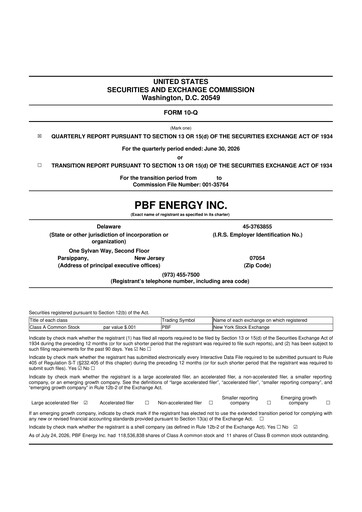 Thumbnail PBF Energy
 10-Q Quarterly Report FY2026 