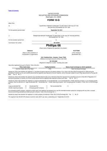 Thumbnail Phillips 66 10-Q Quarterly Report FY2019 