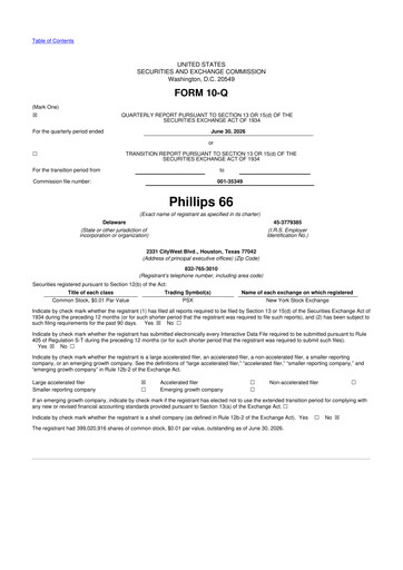 Miniature Phillips 66 10-Q Rapport trimestriel 2026 