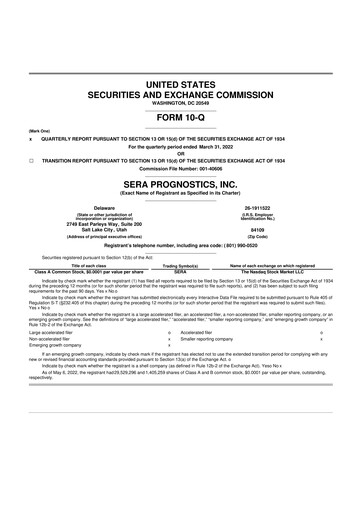 Thumbnail Sera Prognostics 10-Q Quarterly Report FY2022 