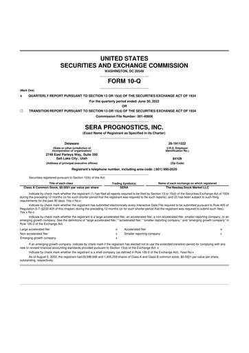 Thumbnail Sera Prognostics 10-Q Quarterly Report FY2022 
