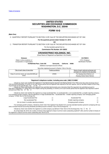 Thumbnail CrowdStrike 10-Q Quarterly Report FY2020 