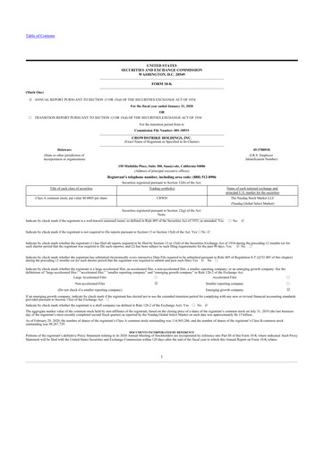 Thumbnail CrowdStrike 10-K Annual Report 2020