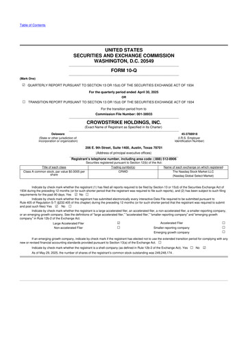 Thumbnail CrowdStrike 10-Q Quarterly Report FY2025 