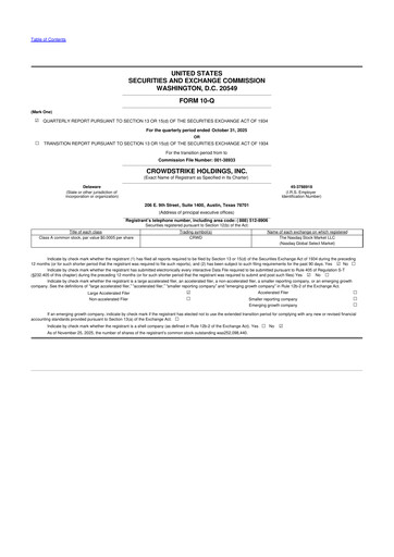 Thumbnail CrowdStrike 10-Q Quarterly Report FY2026 