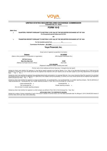 Thumbnail Voya Financial
 10-Q Quarterly Report FY2014 