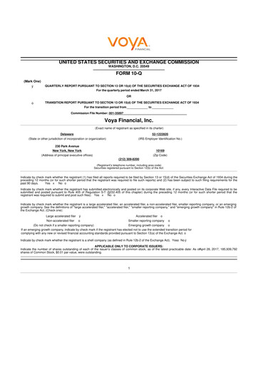 Thumbnail Voya Financial
 10-Q Quarterly Report FY2017 