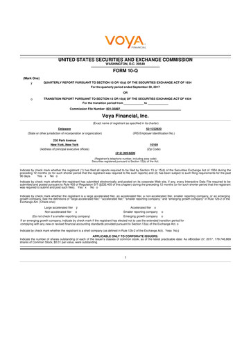 Thumbnail Voya Financial
 10-Q Quarterly Report FY2017 