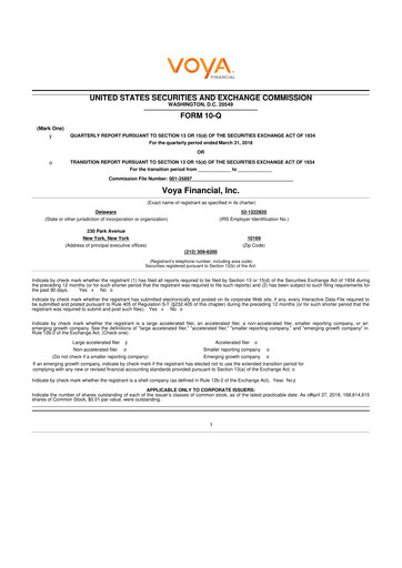 Thumbnail Voya Financial
 10-Q Quarterly Report FY2018 