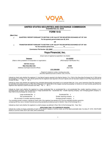 Thumbnail Voya Financial
 10-Q Quarterly Report FY2018 