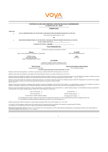 Thumbnail Voya Financial
 10-K Annual Report 2018