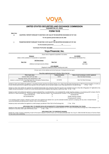 Thumbnail Voya Financial
 10-Q Quarterly Report FY2020 