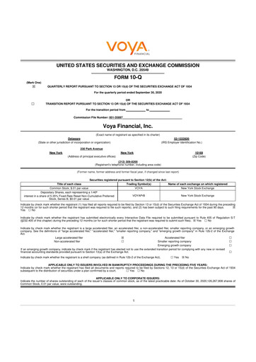 Thumbnail Voya Financial
 10-Q Quarterly Report FY2020 