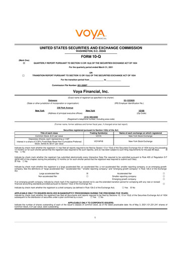 Thumbnail Voya Financial
 10-Q Quarterly Report FY2021 