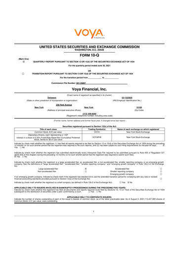 Thumbnail Voya Financial
 10-Q Quarterly Report FY2021 