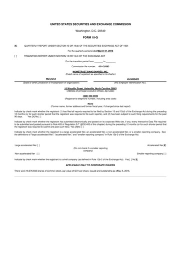 Thumbnail HomeTrust Bancshares
 10-Q Quarterly Report FY2016 