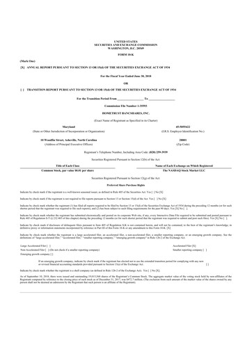 Thumbnail HomeTrust Bancshares
 10-K Annual Report 2018