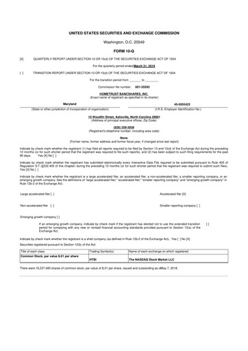Thumbnail HomeTrust Bancshares
 10-Q Quarterly Report FY2018 