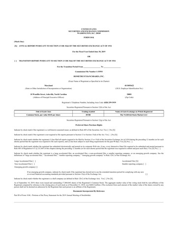 Thumbnail HomeTrust Bancshares
 10-K Annual Report 2019