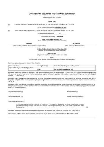 Thumbnail HomeTrust Bancshares
 10-Q Quarterly Report FY2020 