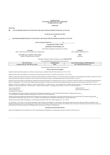 Thumbnail HomeTrust Bancshares
 10-K Annual Report 2021