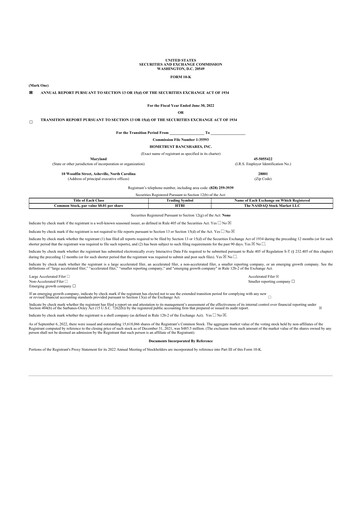 Thumbnail HomeTrust Bancshares
 10-K Annual Report 2022